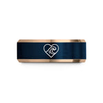 personalized couple present ideas – rose gold & blue tungsten heart wave crest wedding band