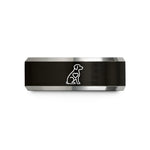 custom rings for couples – black & silver tungsten sitting dog heart wedding band
