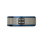 matching rings for couples – blue & grey tungsten tab key wedding band