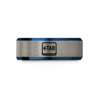 matching rings for couples – blue & grey tungsten tab key wedding band