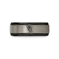 unique presents for guys – black & silver tungsten hand holding pick wedding band