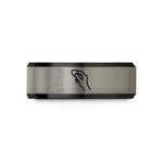 best rings for him – black & silver tungsten hand holding pick wedding band