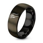 Christmas Gifts for Men – gunmetal & black tungsten hand holding pick ring