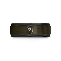 cool presents for him – gunmetal & black tungsten hand holding pick wedding band