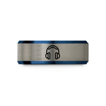 tungsten rings for him – blue & silver tungsten headphones wedding band