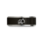 best presents for mom – black & silver tungsten feller buncher wedding band