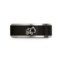 best presents for mom – black & silver tungsten feller buncher wedding band