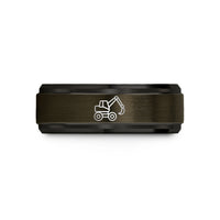 special presents for mom – gunmetal & black tungsten feller buncher wedding band