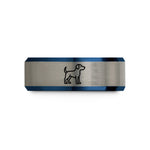 unique presents for her – black & blue & silver tungsten dog wedding band