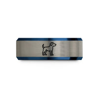 unique presents for her – black & blue & silver tungsten dog wedding band
