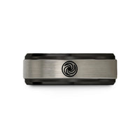 personalized presents for her – black & gray tungsten whirlpool swirl circle wedding band