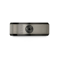 special present ideas mom – black & gray tungsten whirlpool swirl circle wedding band