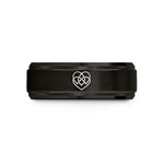 personalized presents for mom – black & rose gold tungsten trinity heart knot wedding band