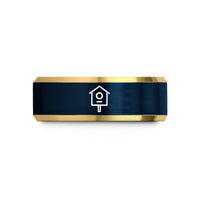unique presents for mom – gold & blue tungsten birdhouse wedding band