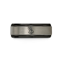 unique ideas for her – black & silver tungsten rex rabbit wedding band