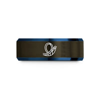 personalized presents for her – gunmetal & blue tungsten loop the loop wedding band