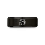 holiday presents for seniors – black tungsten tuba player wedding band