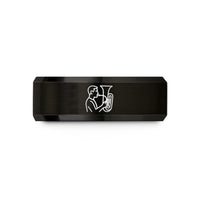 holiday presents for seniors – black tungsten tuba player wedding band