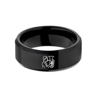 presents ideas for grandma – black tungsten tuba player wedding band