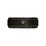 unique presents for her – black & rose gold tungsten wildflower sprig buds wedding band
