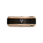 presents for grown her – black & rose gold tungsten wildflower sprig buds wedding band