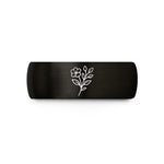holiday presents for her – black tungsten wildflower sprig buds wedding band