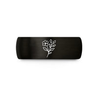 holiday presents for her – black tungsten wildflower sprig buds wedding band