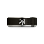 best presents for siblings – black & silver tungsten books stack wedding band