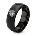 Celtic Knotwork Circle – Tungsten Wedding Band, 8 mm, Black Comfort-Fit Unisex