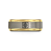 best sister presents 2024 – black & gold & grey tungsten rivet panel gear wedding band
