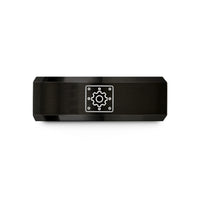 sister Christmas present ideas – black tungsten rivet panel gear wedding band