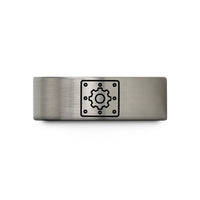 unique presents for her – gold & gray tungsten rivet panel gear wedding band