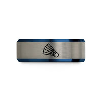 unique presents for sister – black & blue & grey tungsten shuttlecock nylon wedding band