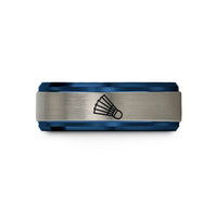 presents for her birthday – blue & gray tungsten shuttlecock nylon wedding band