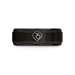 tungsten rings for sisters – black & rose gold tungsten half heart pair wedding band