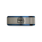 sister Christmas present ideas – black & blue & gray tungsten treasure chest key wedding band