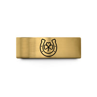 unique rings for her – gold tungsten downward horseshoe clover wedding band