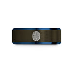 romantic presents for spouse – gunmetal & blue tungsten fingerprint icon wedding band