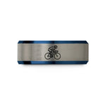 best presents for wife – blue & silver tungsten road cyclist sprint wedding band