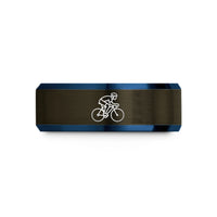 holiday presents for spouse – gunmetal & blue tungsten road cyclist sprint wedding band