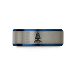 special present ideas wife – blue & grey tungsten launch rocket wedding band