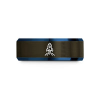 unique presents for wife – gunmetal & blue tungsten launch rocket wedding band