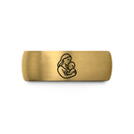 engraved jewelry for her – black & gold tungsten mother child wedding band