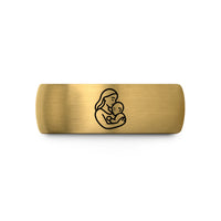 engraved jewelry for her – black & gold tungsten mother child wedding band