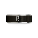 special presents for her – black & grey tungsten seam gauge wedding band