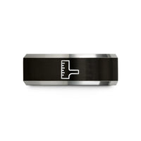 special presents for her – black & grey tungsten seam gauge wedding band