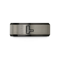 special presents for her – black & gray tungsten seam gauge wedding band
