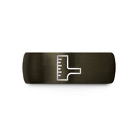 unique presents for her – gunmetal & black tungsten seam gauge wedding band