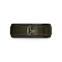 unique presents for her – gunmetal & black tungsten seam gauge wedding band