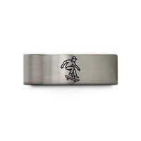 tungsten rings for her – blue & gray tungsten shove it board wedding band